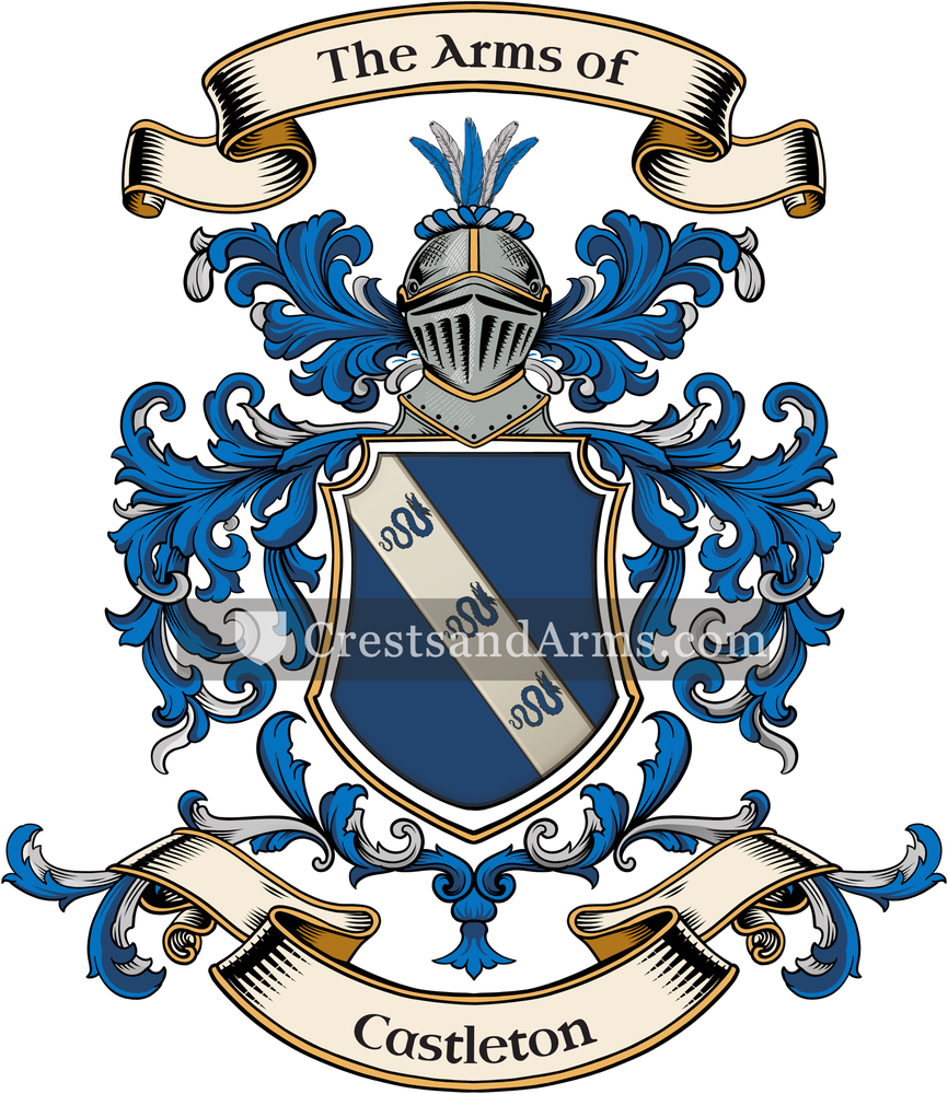 The Castleton coat of arms, drawn from the recorded blazon