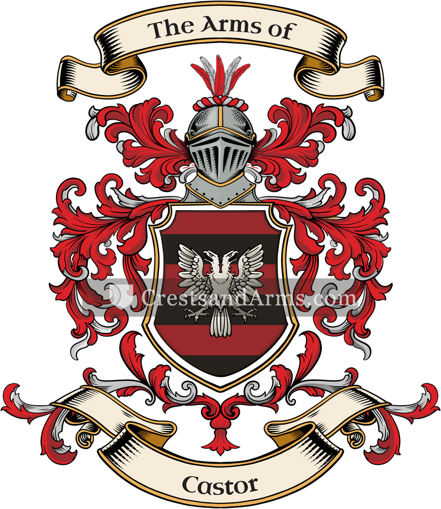 The Castor coat of arms, drawn from the recorded blazon