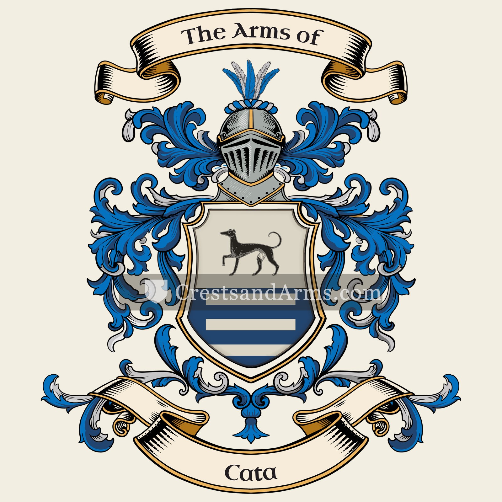The Cata coat of arms, drawn from the recorded blazon