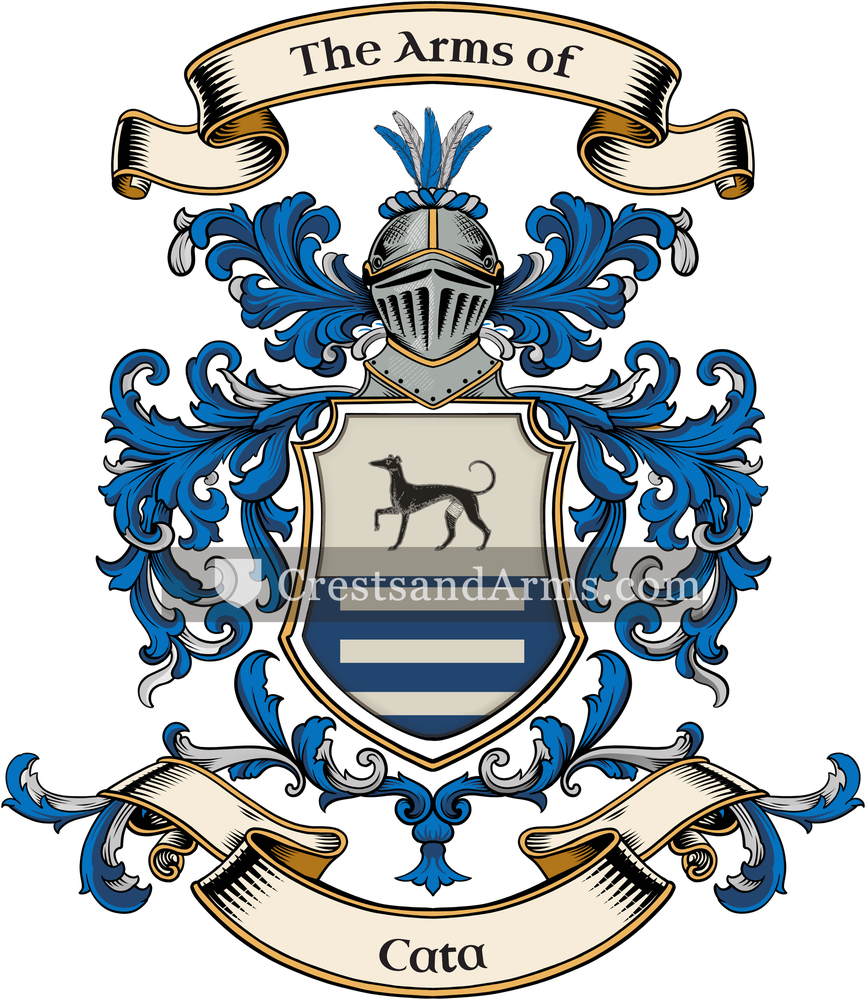 The Cata coat of arms, drawn from the recorded blazon