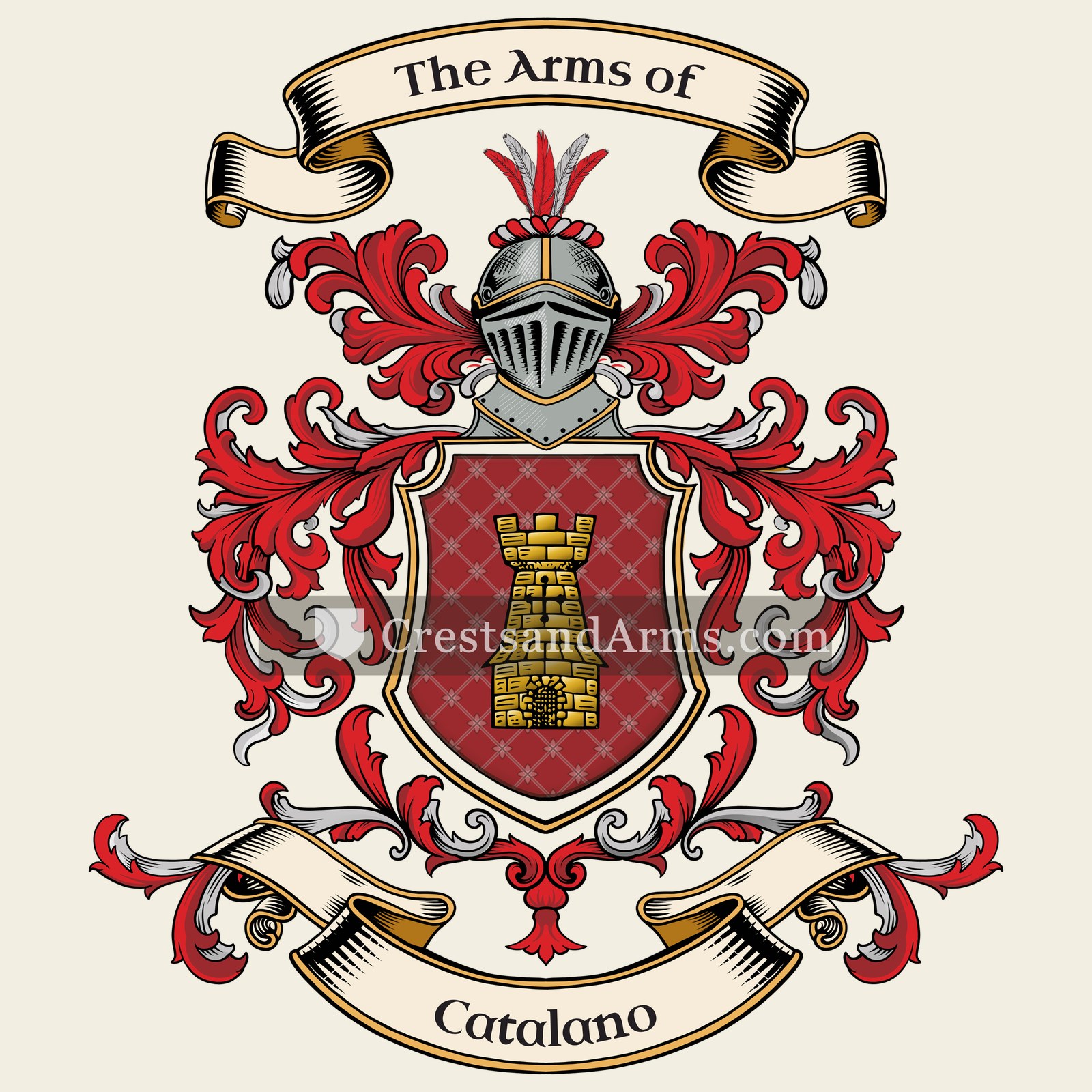 The Catalano coat of arms, drawn from the recorded blazon