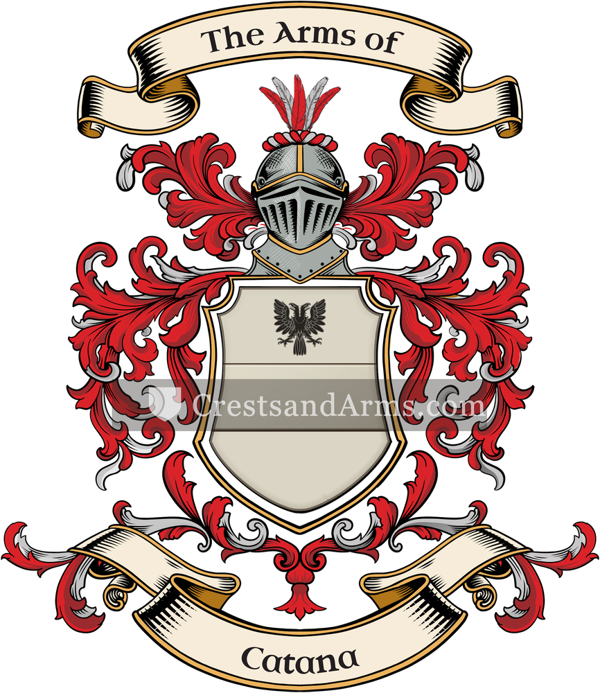 The Catana coat of arms, drawn from the recorded blazon