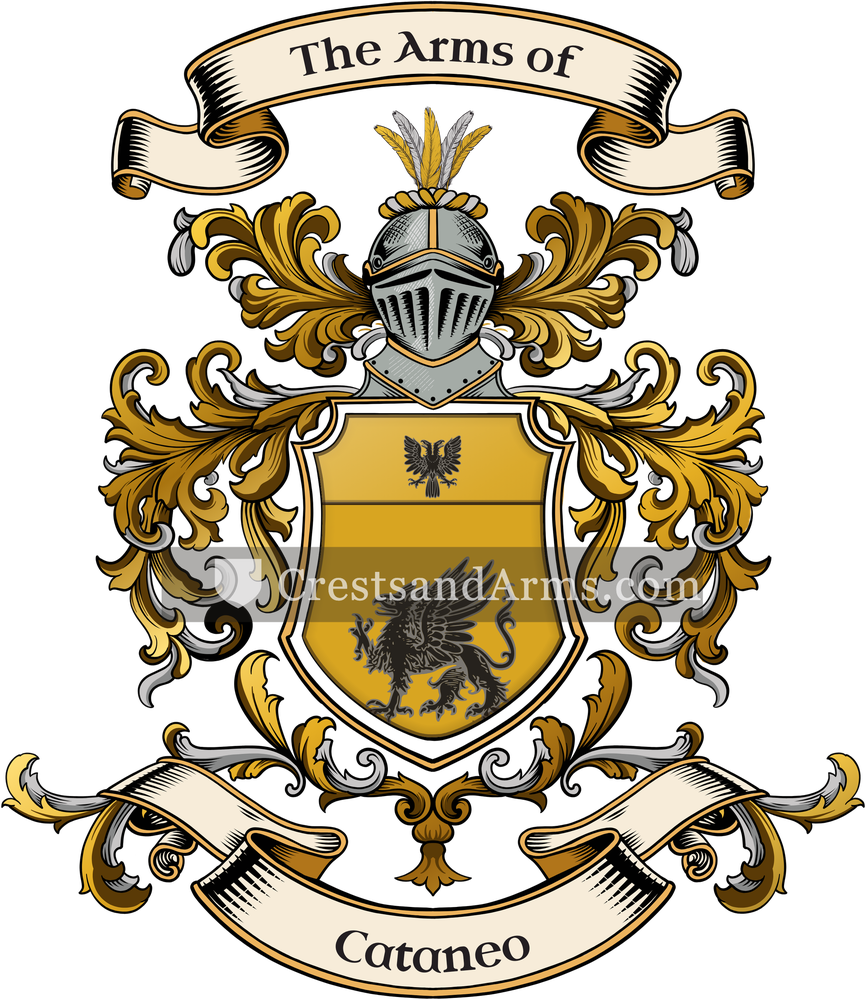 The Cataneo coat of arms, drawn from the recorded blazon