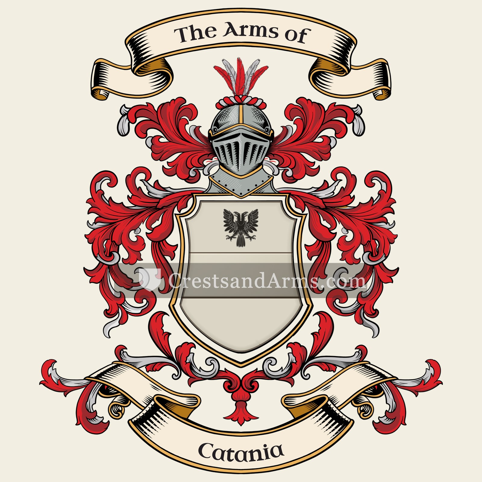The Catania coat of arms, drawn from the recorded blazon