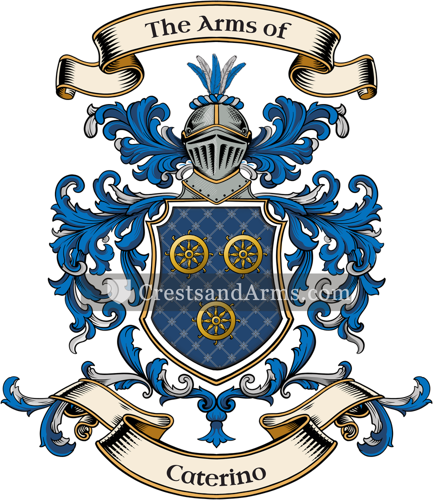 The Caterino coat of arms, drawn from the recorded blazon