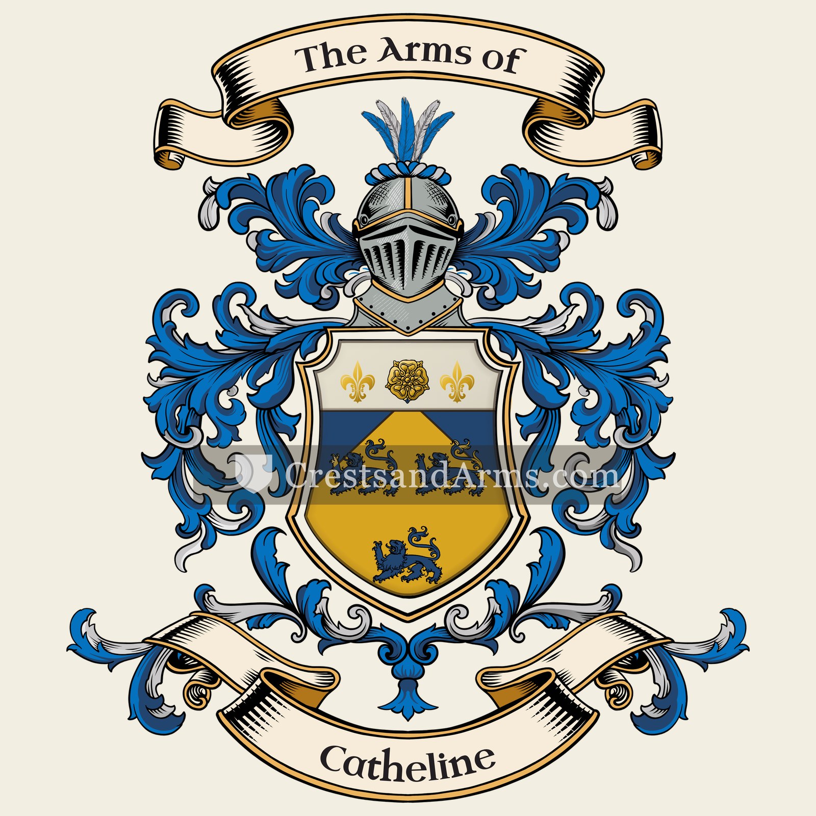 The Catheline coat of arms, drawn from the recorded blazon