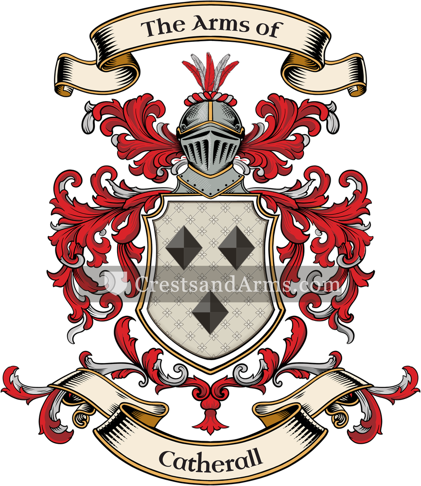 The Catherall coat of arms, drawn from the recorded blazon