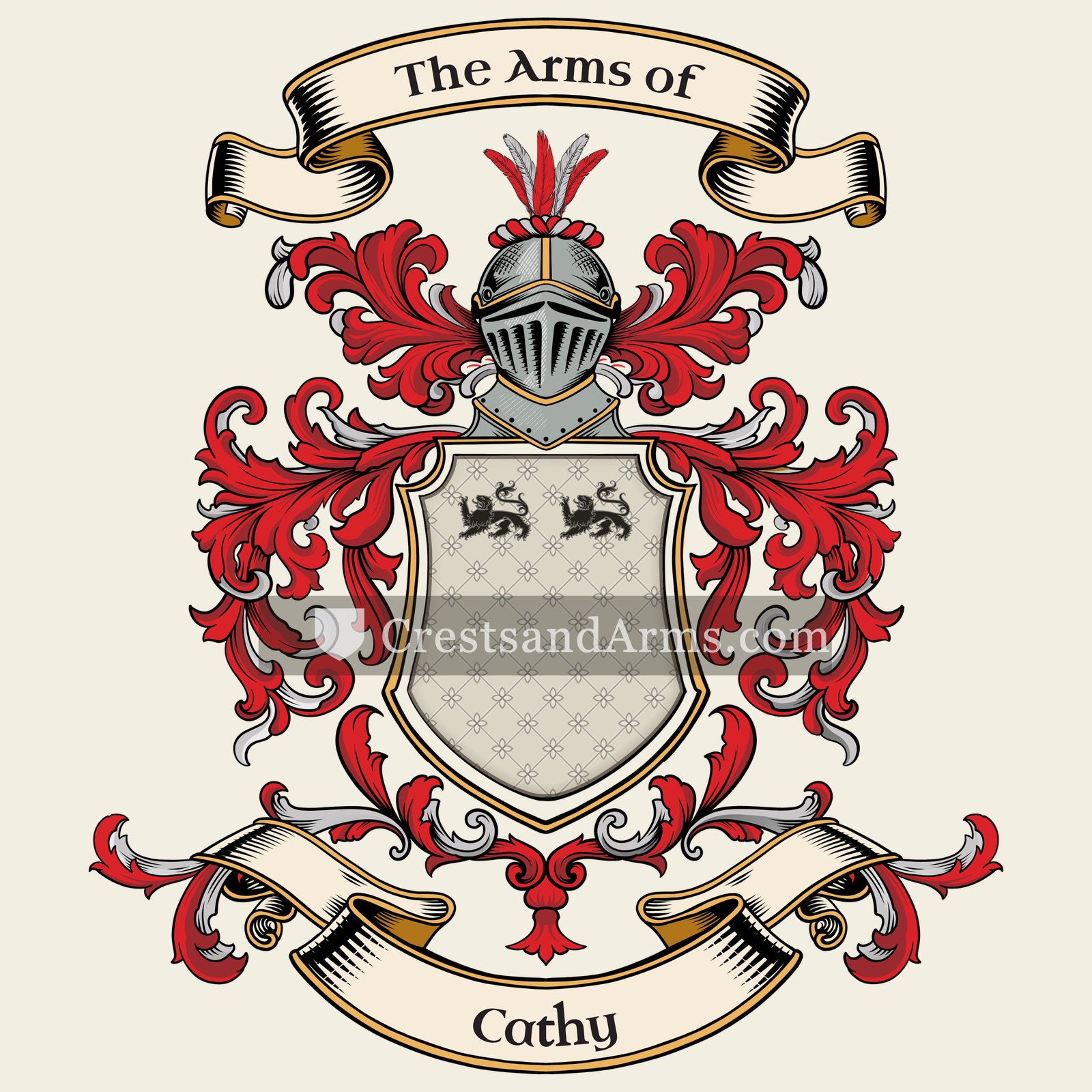 The Cathy coat of arms, drawn from the recorded blazon