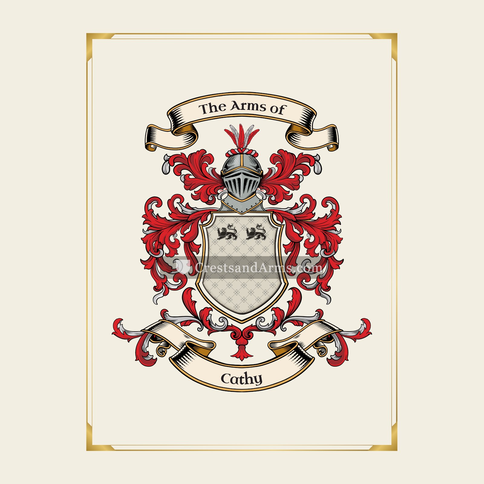 With gold border