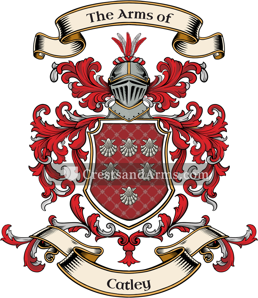 The Catley coat of arms, drawn from the recorded blazon