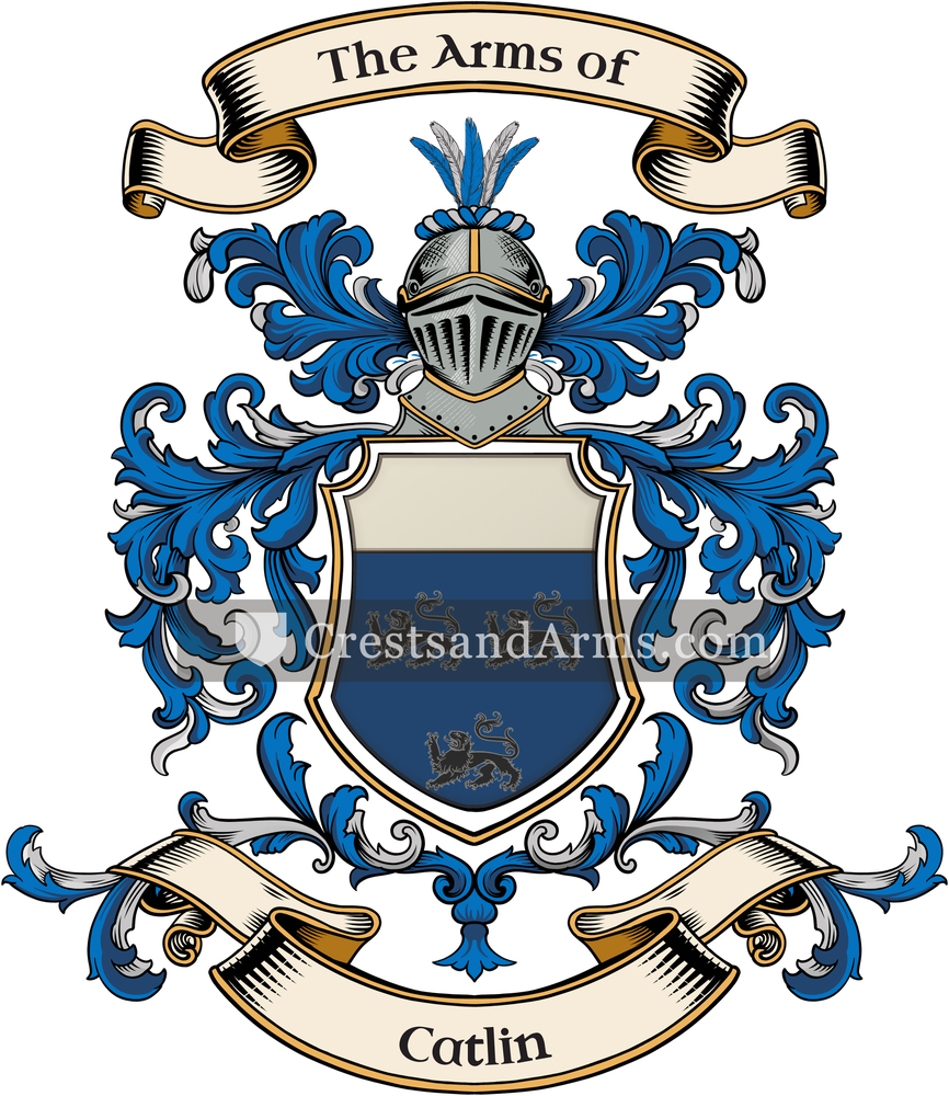 The Catlin coat of arms, drawn from the recorded blazon