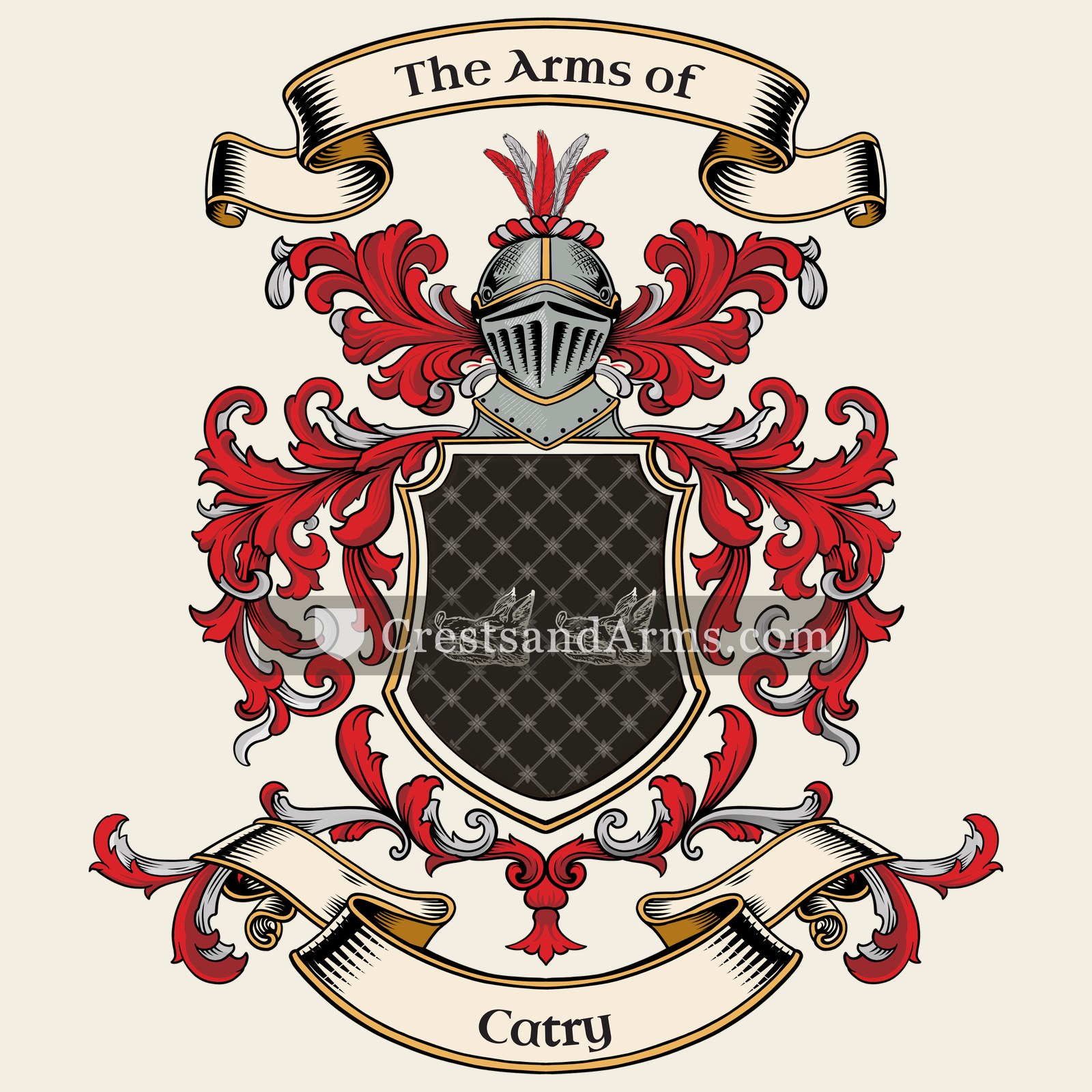 The Catry coat of arms, drawn from the recorded blazon