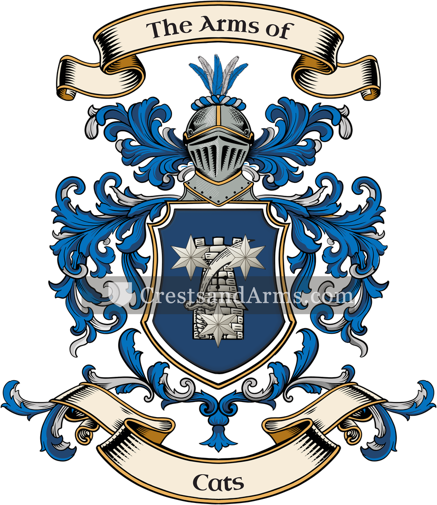 The Cats coat of arms, drawn from the recorded blazon