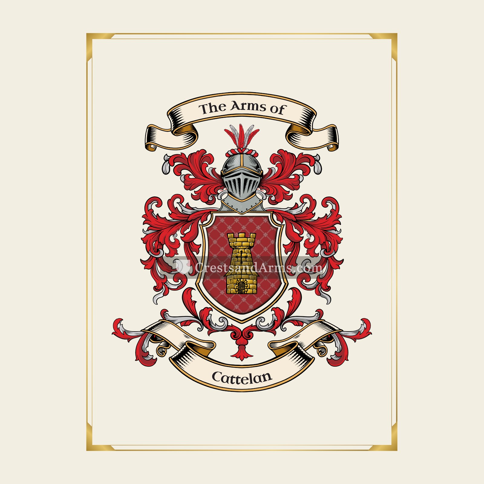 With gold border