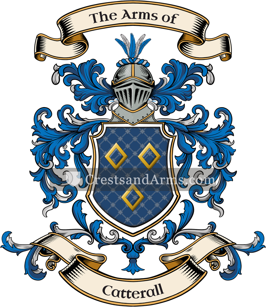 The Catterall coat of arms, drawn from the recorded blazon