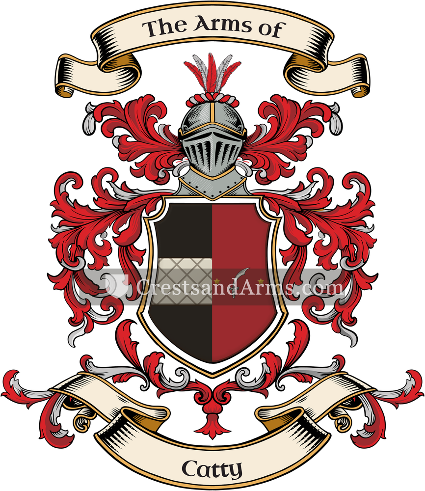 The Catty coat of arms, drawn from the recorded blazon