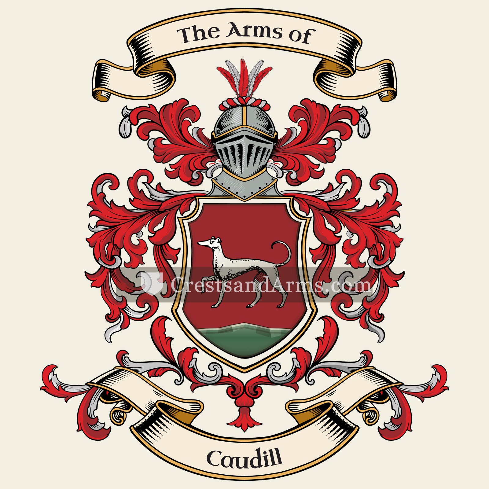 The Caudill coat of arms, drawn from the recorded blazon