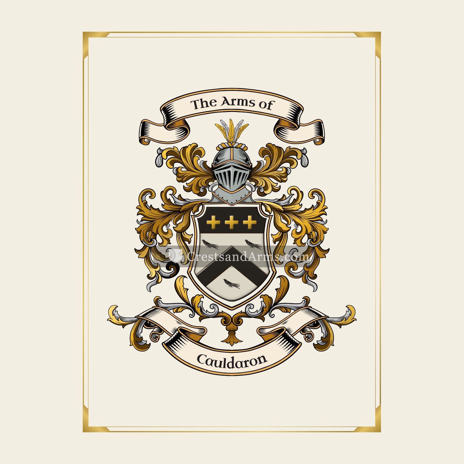 With gold border