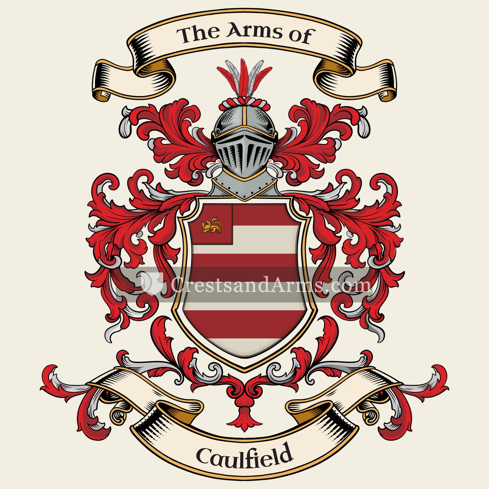 The Caulfield coat of arms, drawn from the recorded blazon