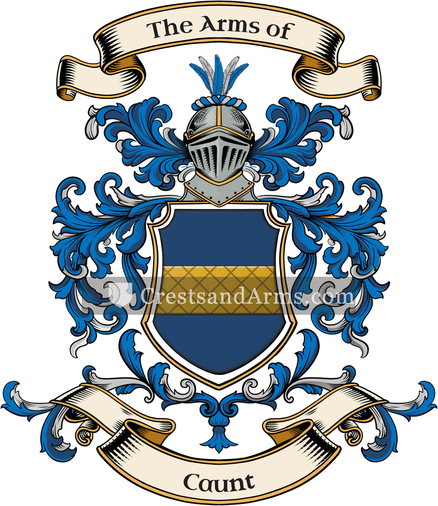 The Caunt coat of arms, drawn from the recorded blazon