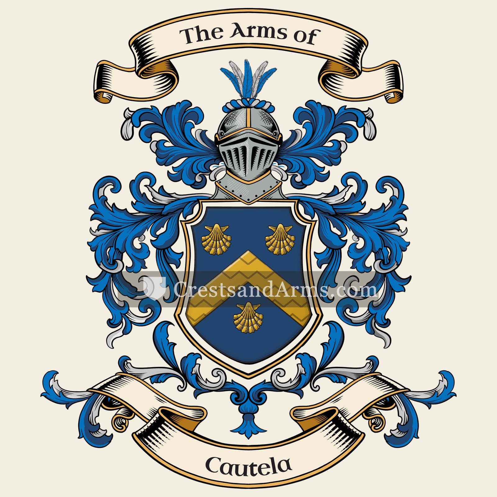 The Cautela coat of arms, drawn from the recorded blazon