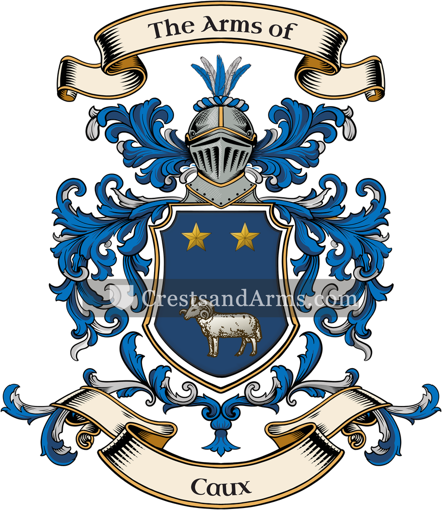 The Caux coat of arms, drawn from the recorded blazon