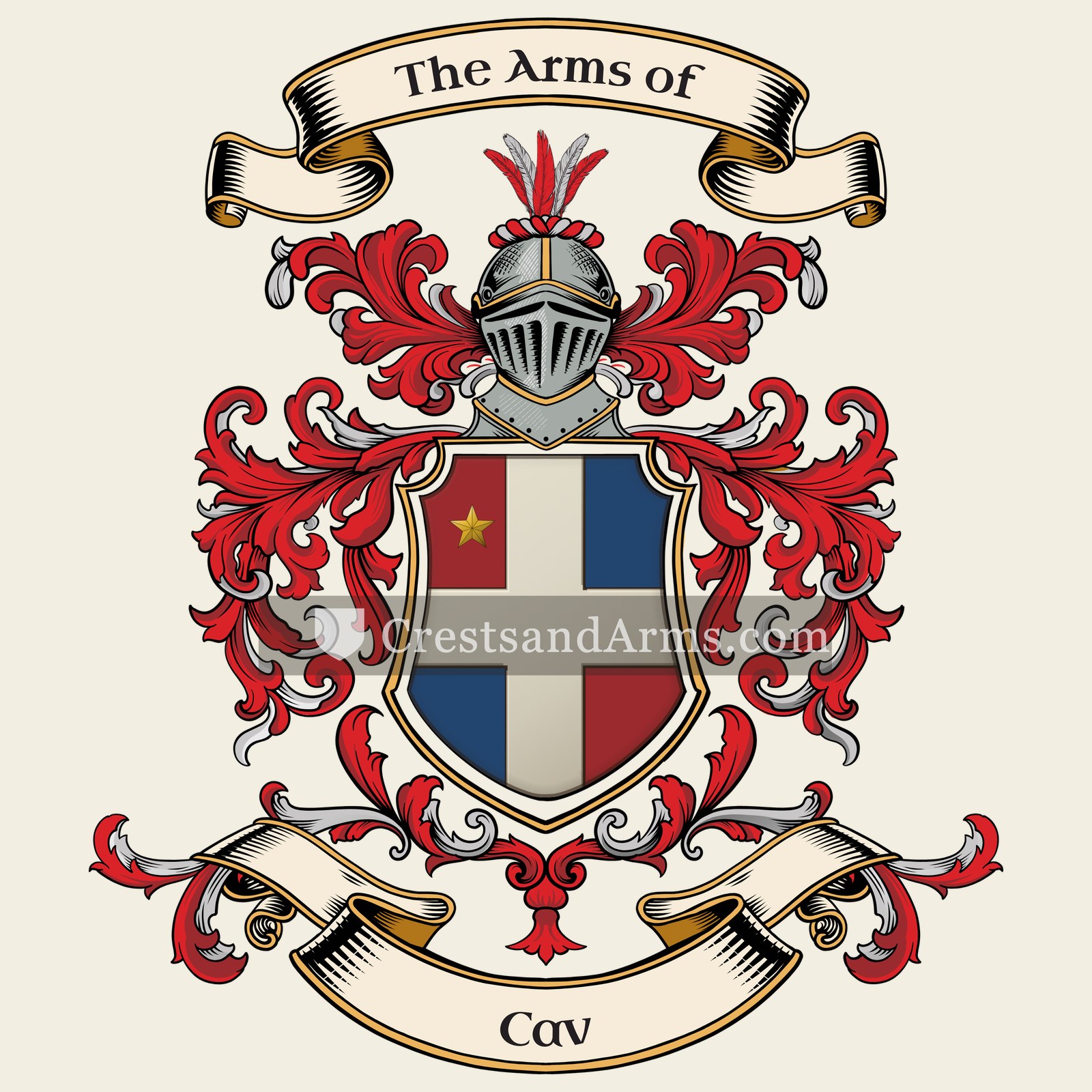The Cav coat of arms, drawn from the recorded blazon