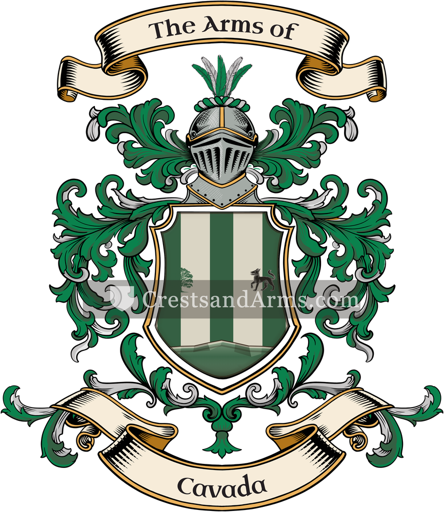The Cavada coat of arms, drawn from the recorded blazon