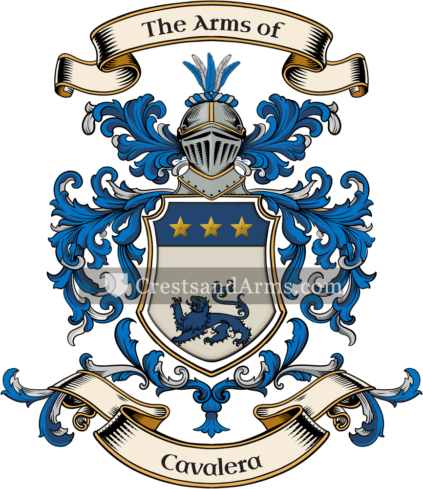 The Cavalera coat of arms, drawn from the recorded blazon