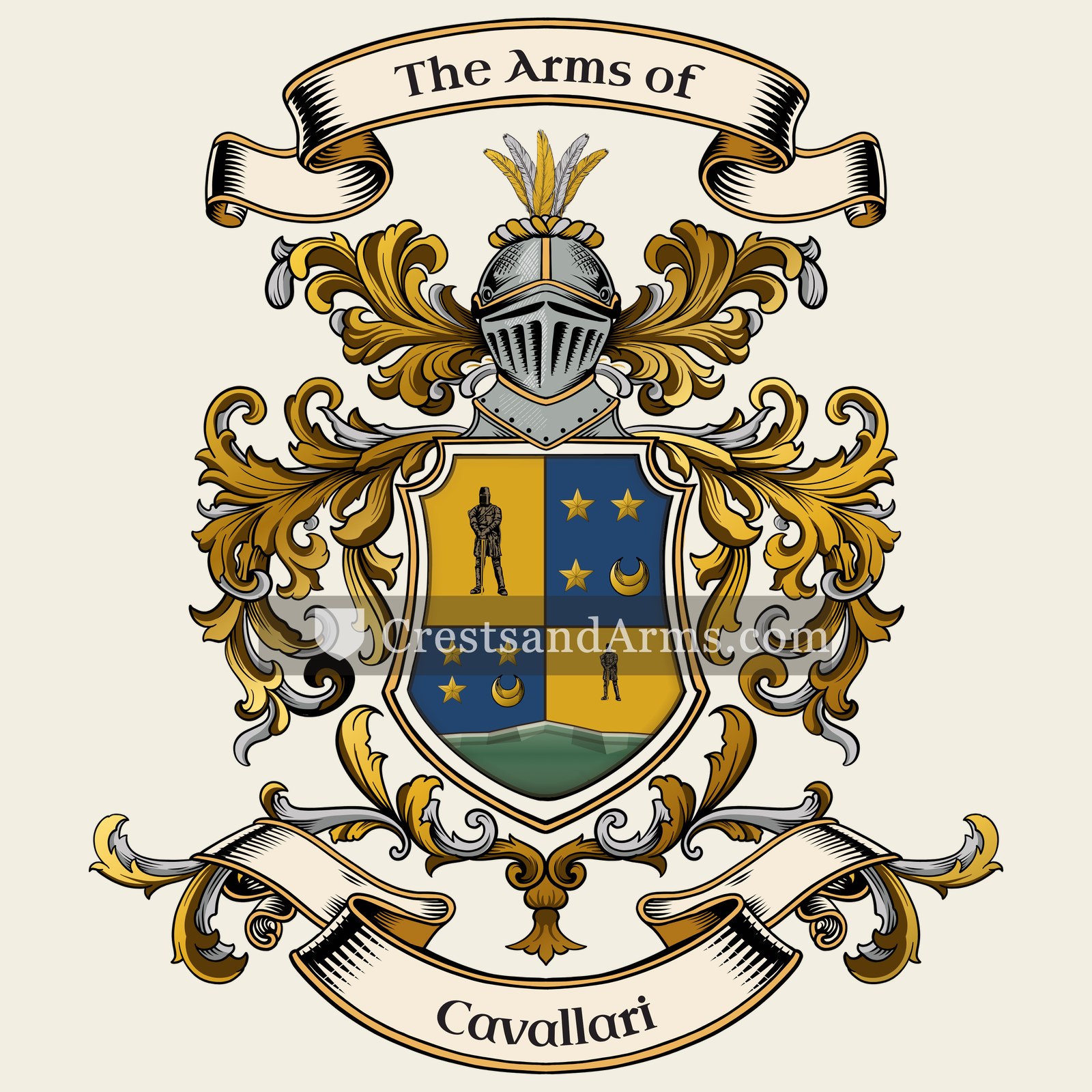 The Cavallari coat of arms, drawn from the recorded blazon