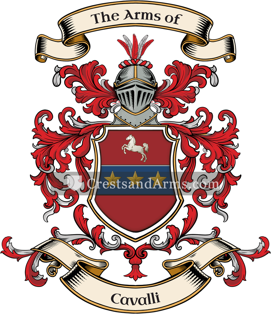 The Cavalli coat of arms, drawn from the recorded blazon