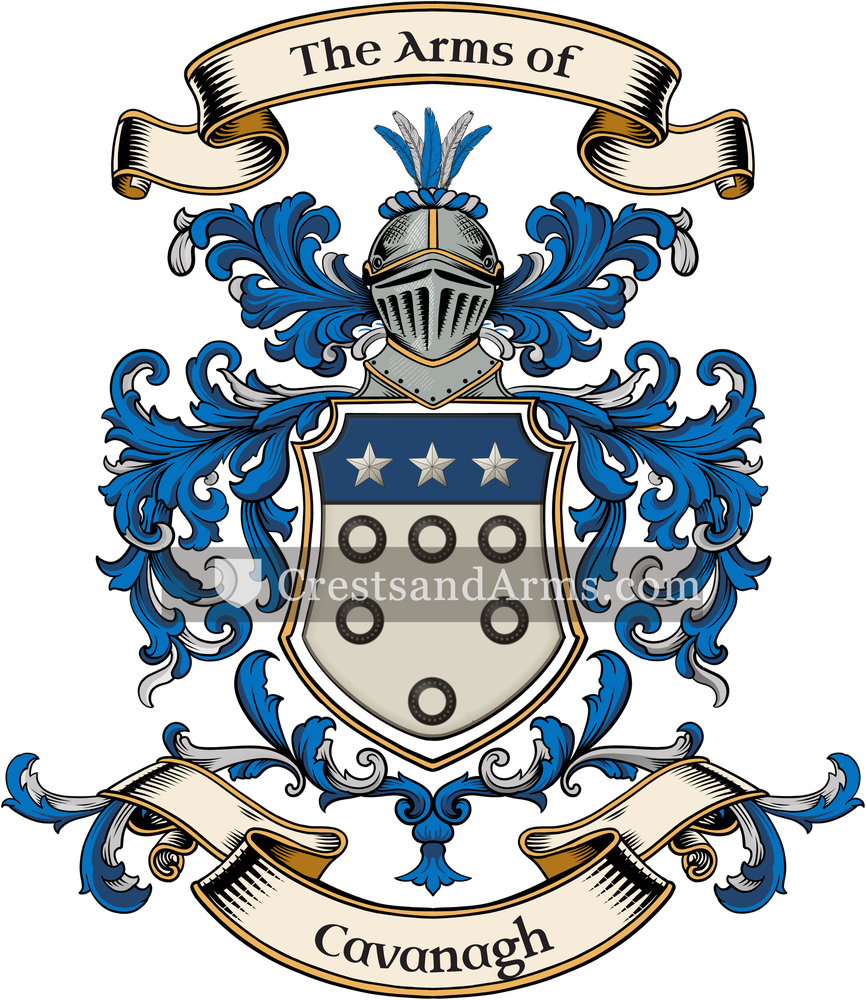 The Cavanagh coat of arms, drawn from the recorded blazon