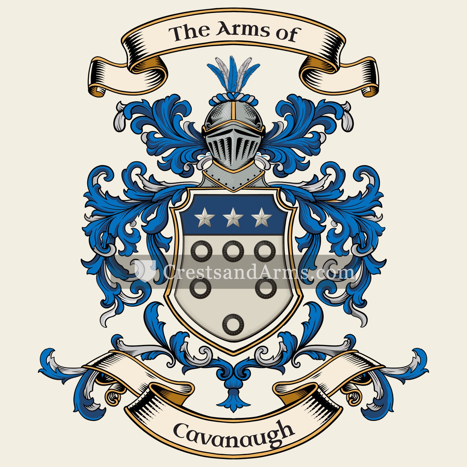The Cavanaugh coat of arms, drawn from the recorded blazon