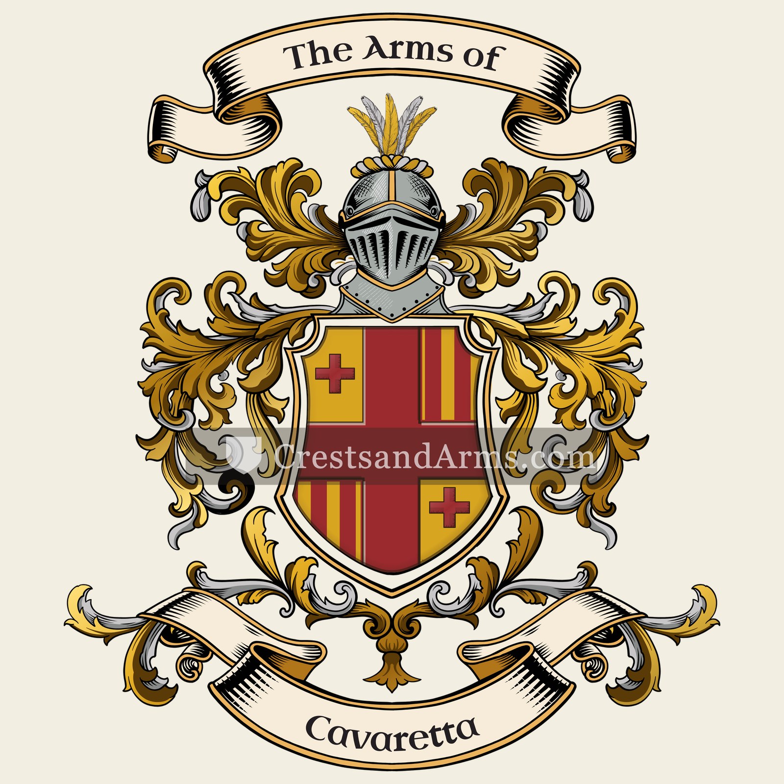 The Cavaretta coat of arms, drawn from the recorded blazon