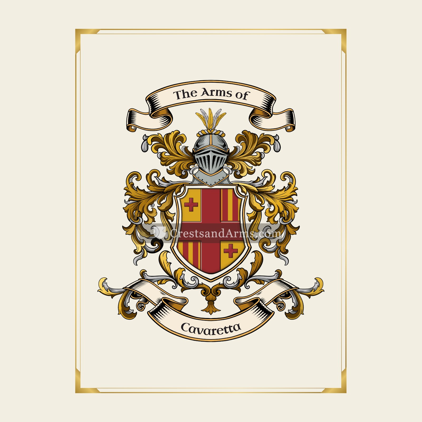 With gold border