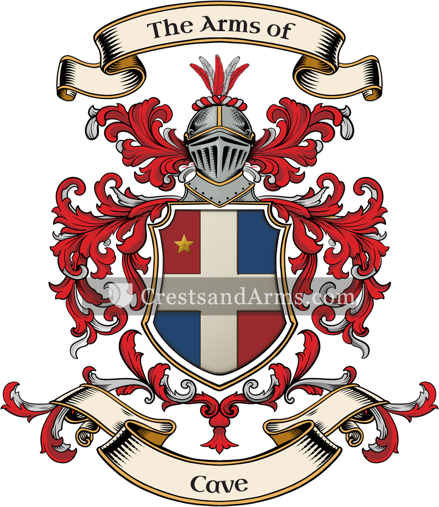 The Cave coat of arms, drawn from the recorded blazon