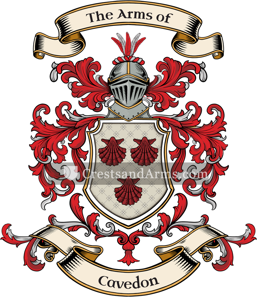 The Cavedon coat of arms, drawn from the recorded blazon