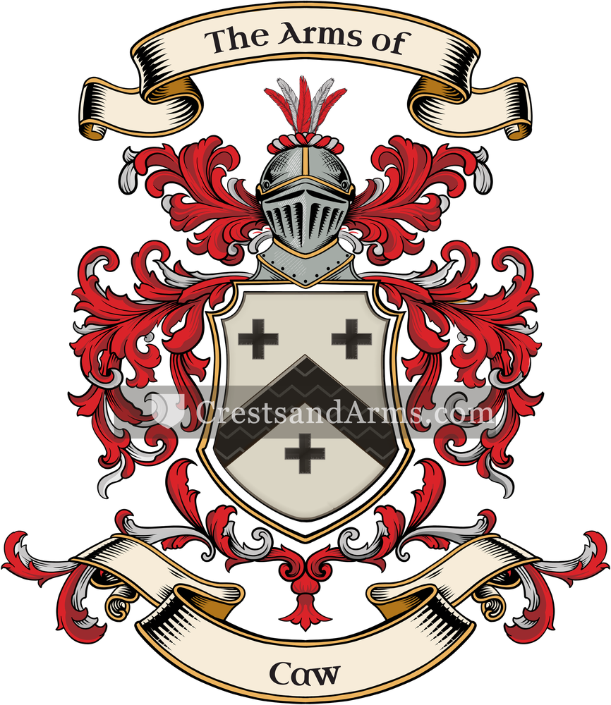 The Caw coat of arms, drawn from the recorded blazon