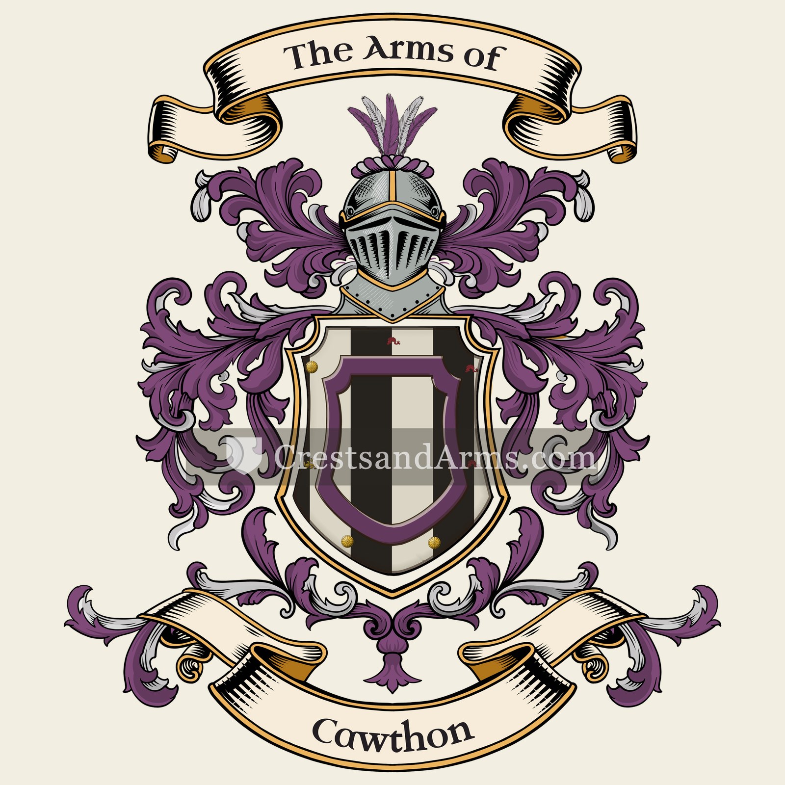 The Cawthon coat of arms, drawn from the recorded blazon