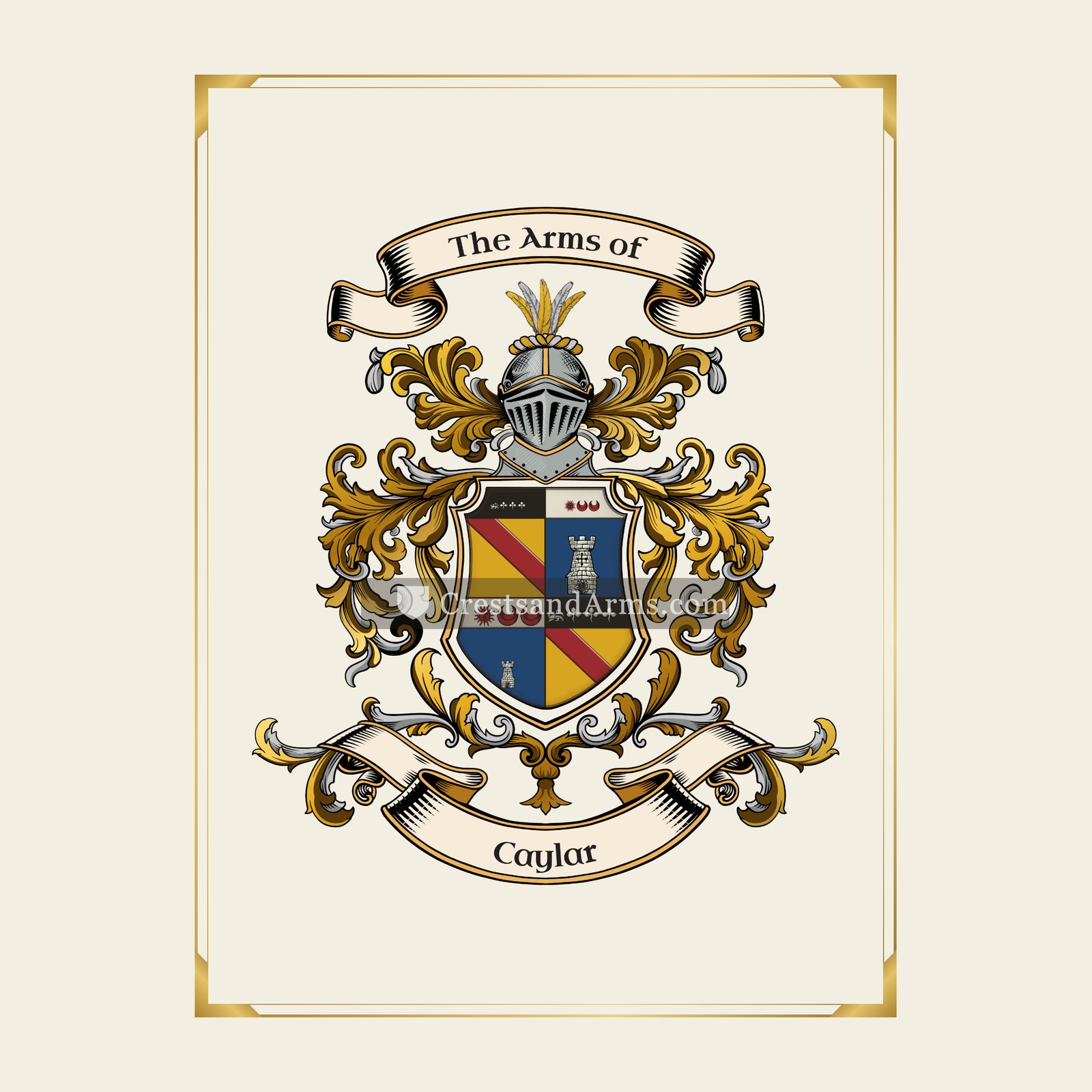 With gold border