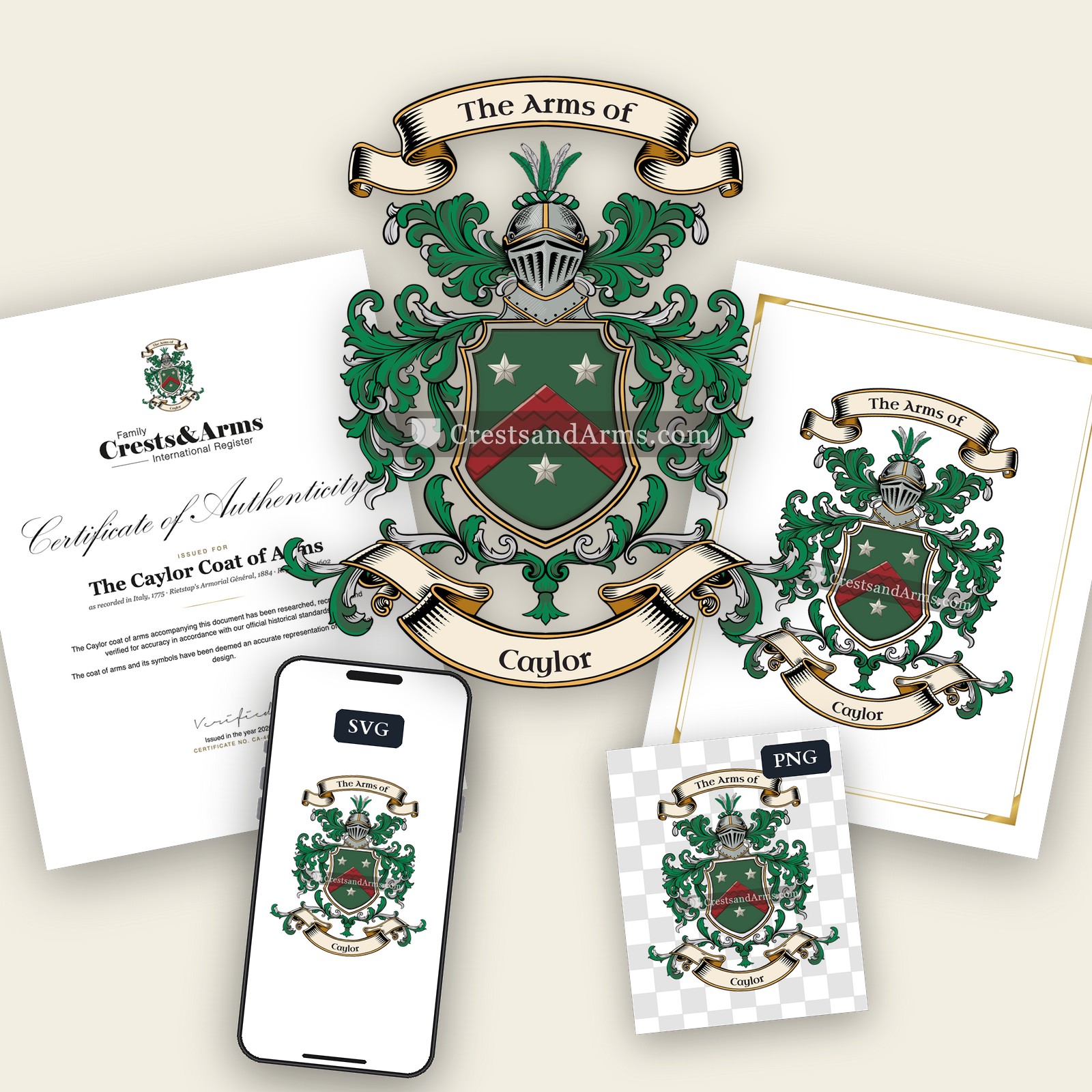 The Caylor arms on the coat of arms — digital pack