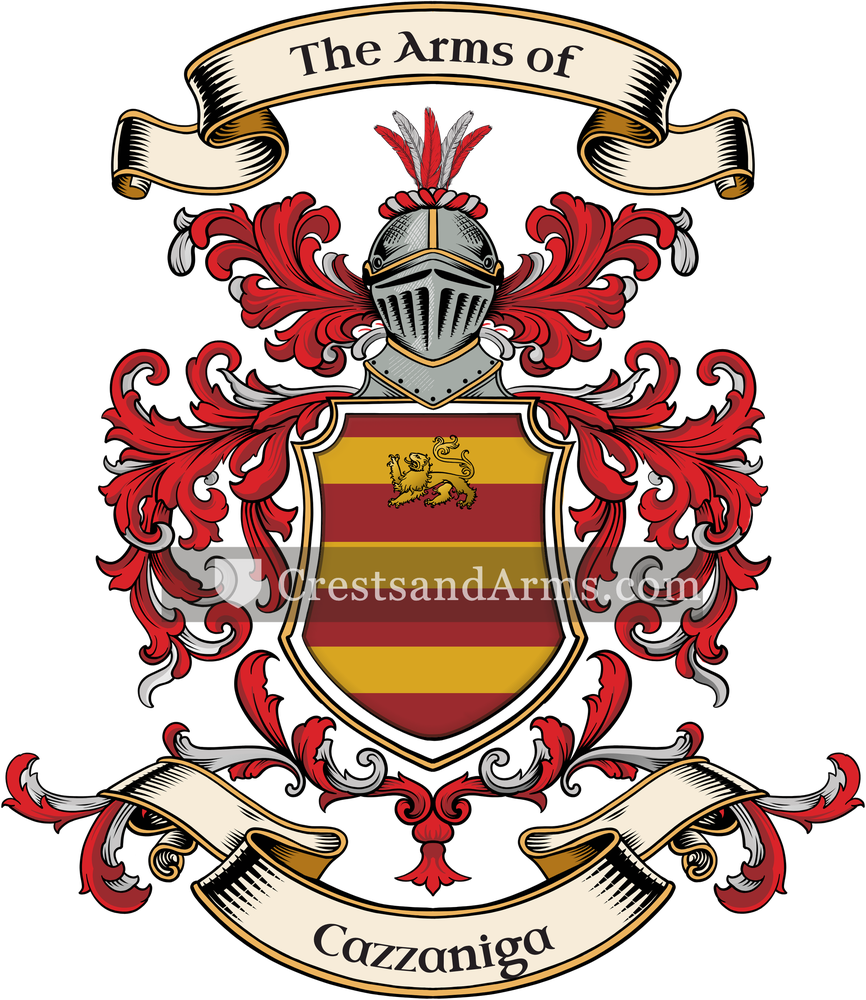 The Cazzaniga coat of arms, drawn from the recorded blazon