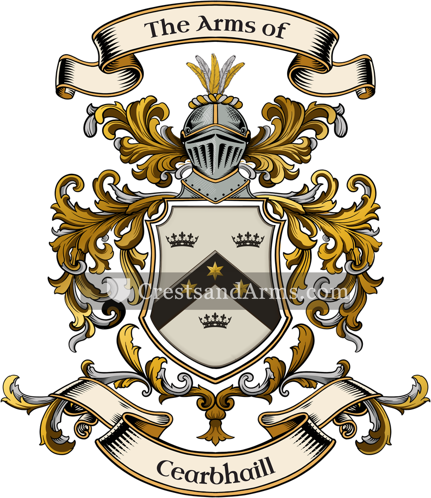 The Cearbhaill coat of arms, drawn from the recorded blazon