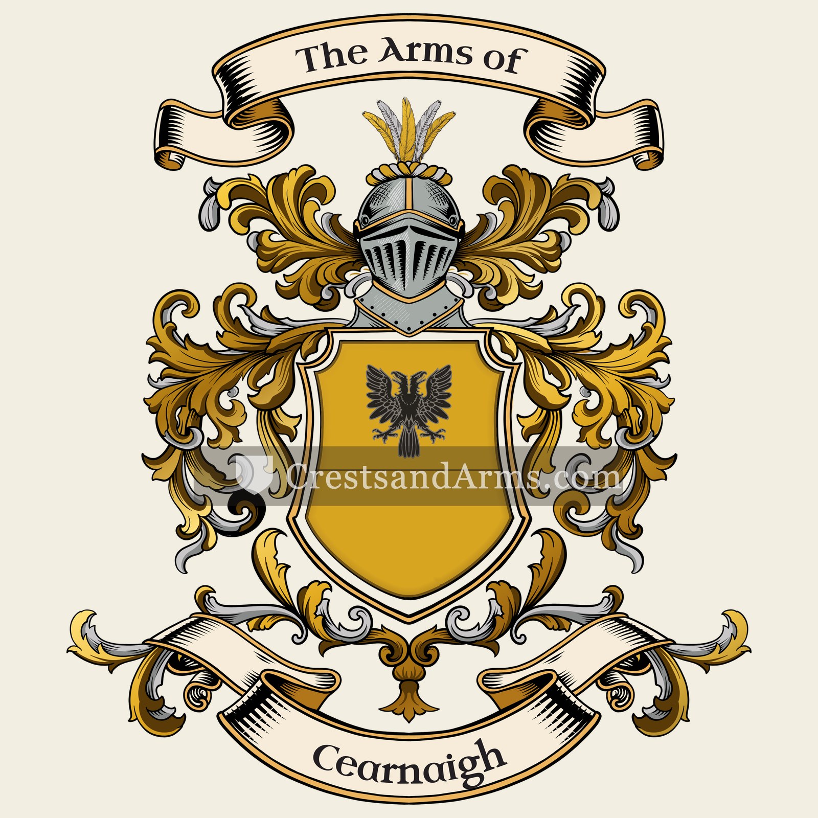 The Cearnaigh coat of arms, drawn from the recorded blazon