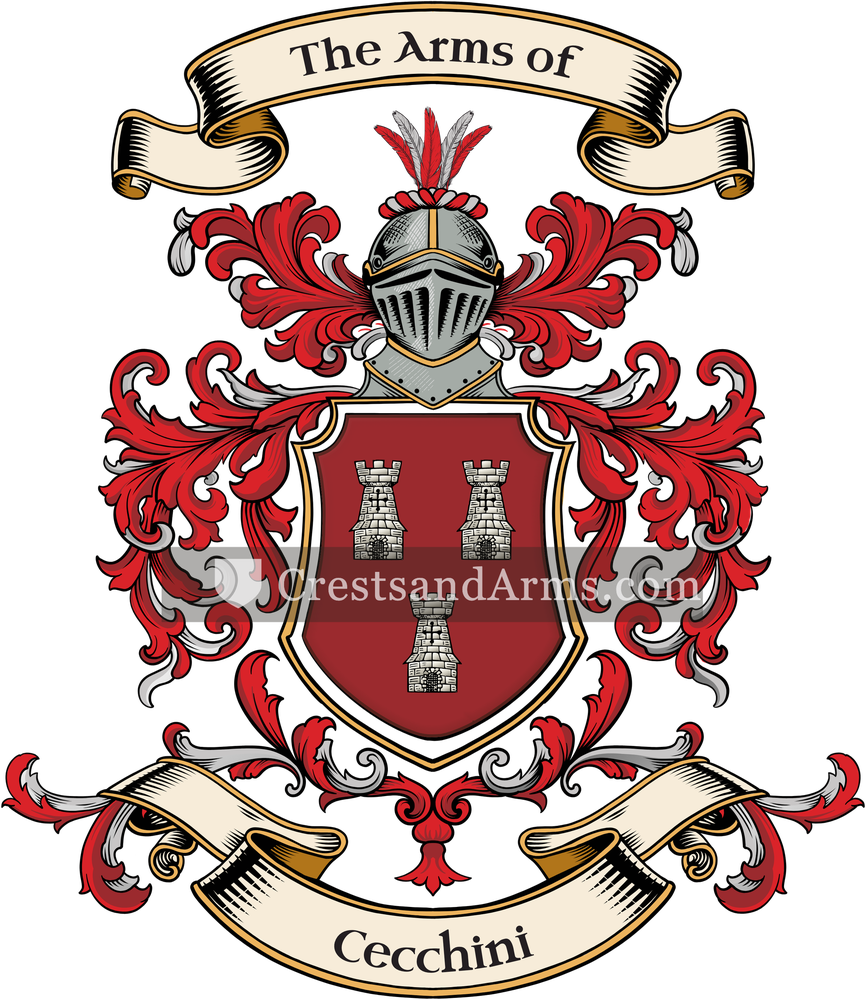 The Cecchini coat of arms, drawn from the recorded blazon