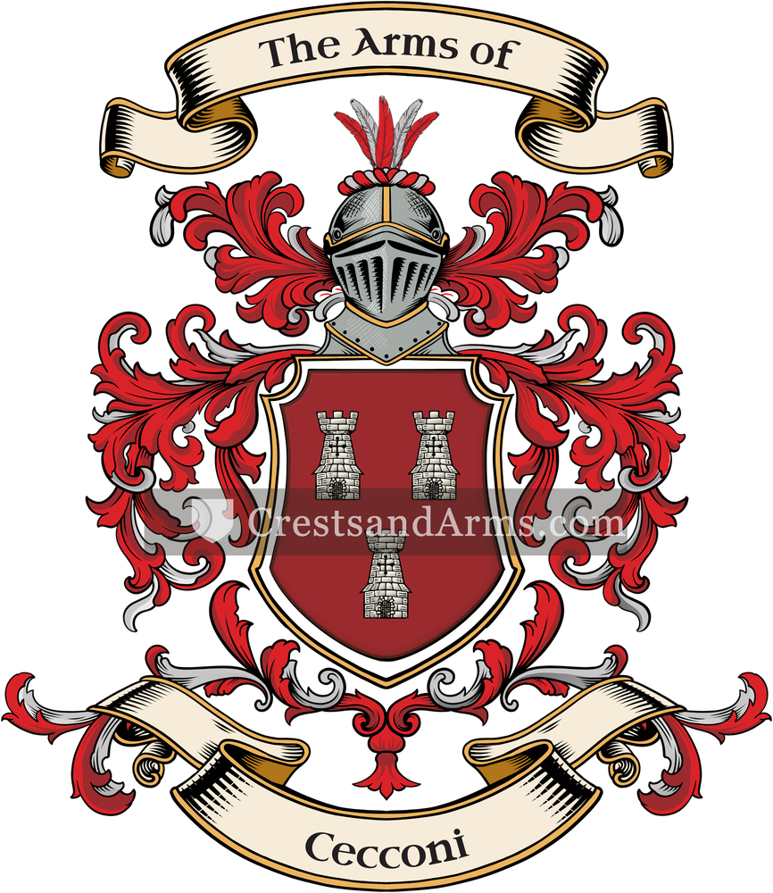 The Cecconi coat of arms, drawn from the recorded blazon