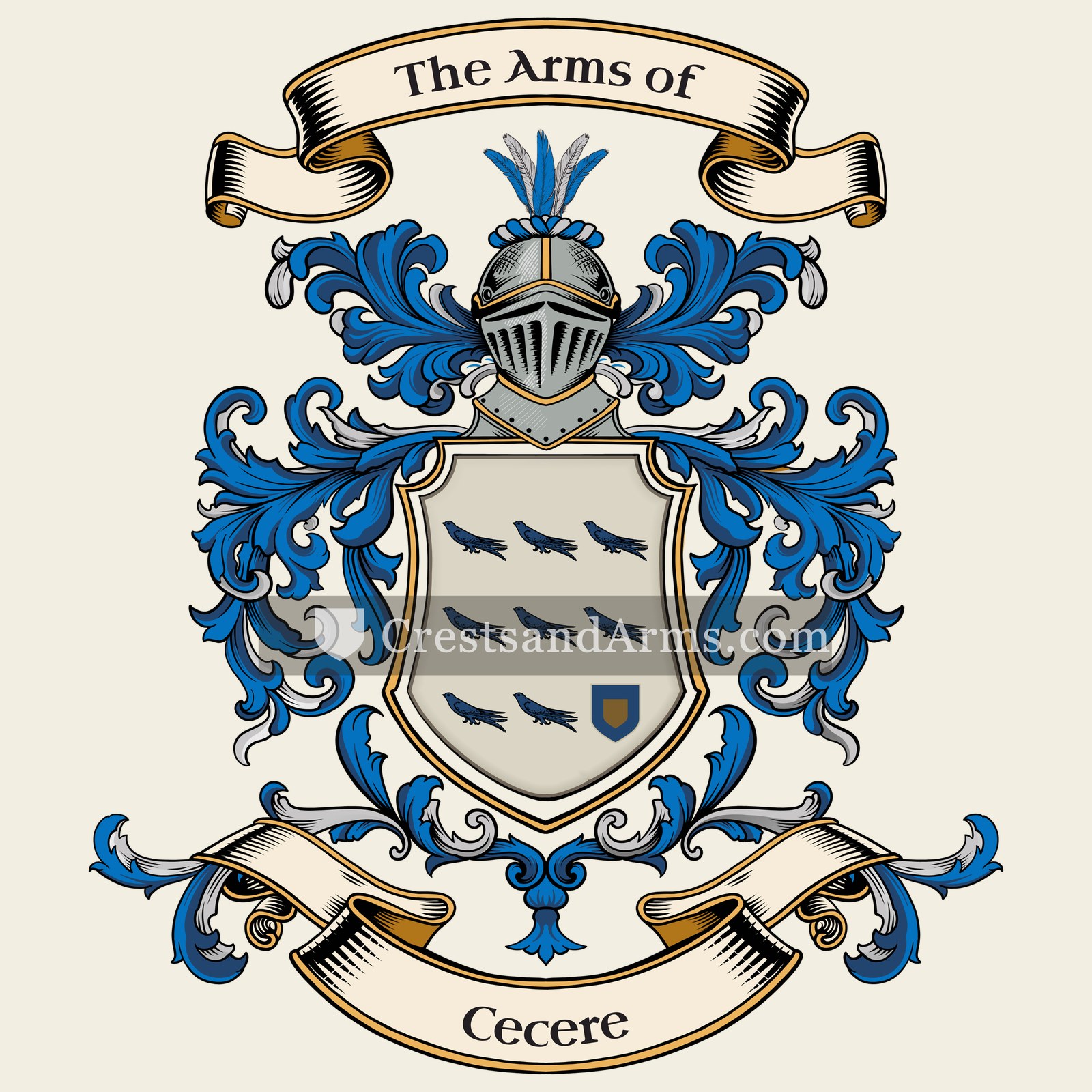 The Cecere coat of arms, drawn from the recorded blazon