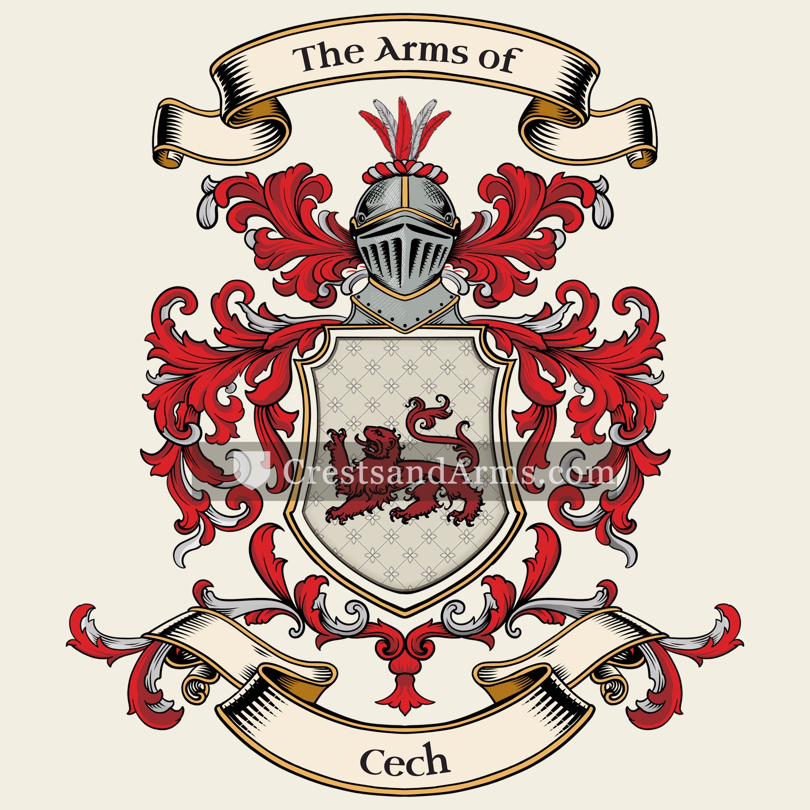The Cech coat of arms, drawn from the recorded blazon