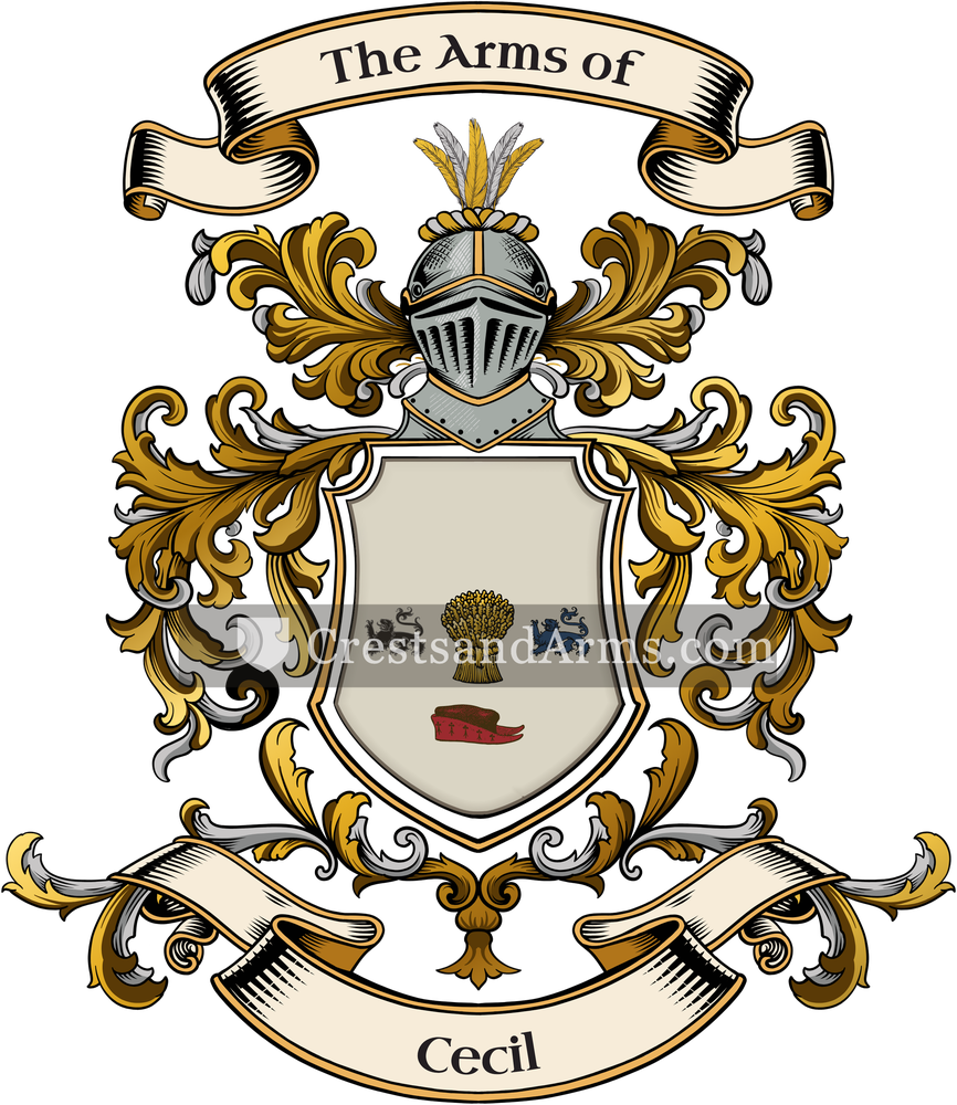 The Cecil coat of arms, drawn from the recorded blazon