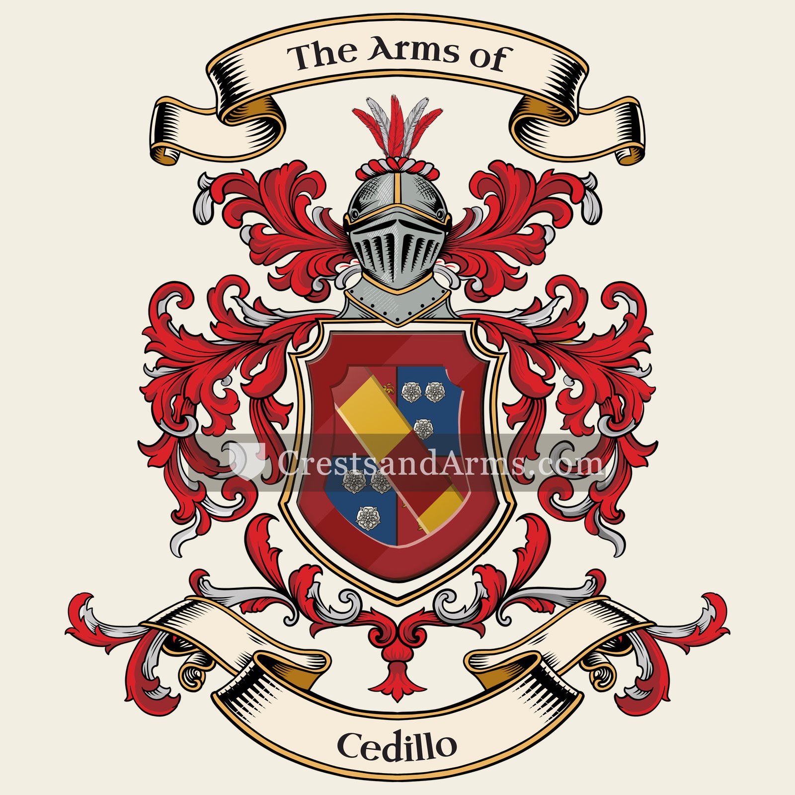 The Cedillo coat of arms, drawn from the recorded blazon